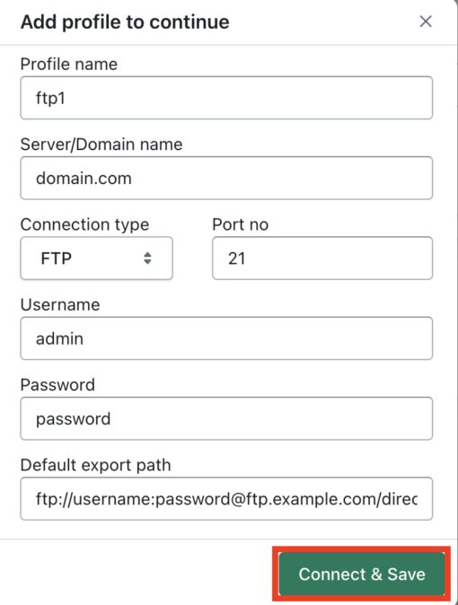 Conectar perfil FTP