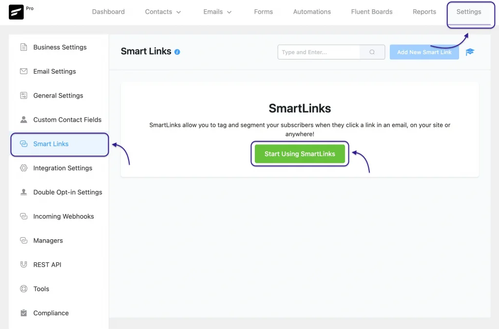 cómo crear enlaces inteligentes en fluentcrm