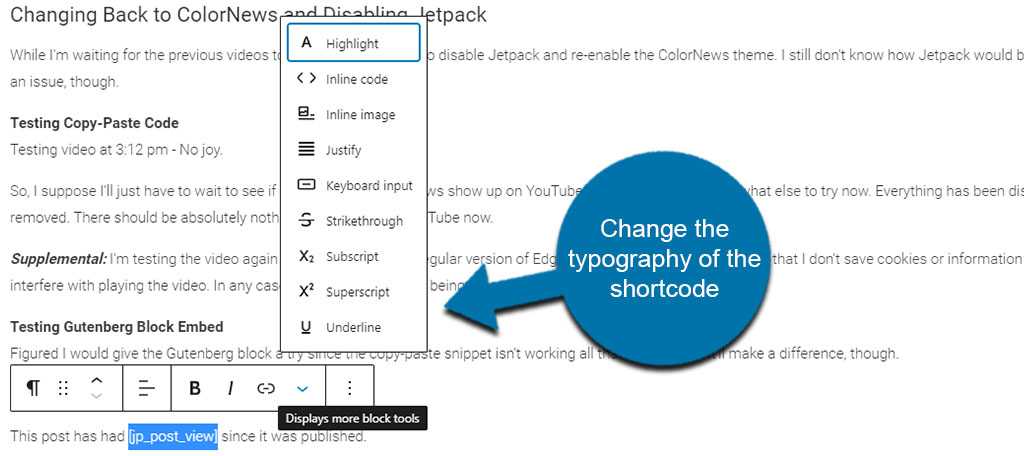 Cambio de tipografía de código corto