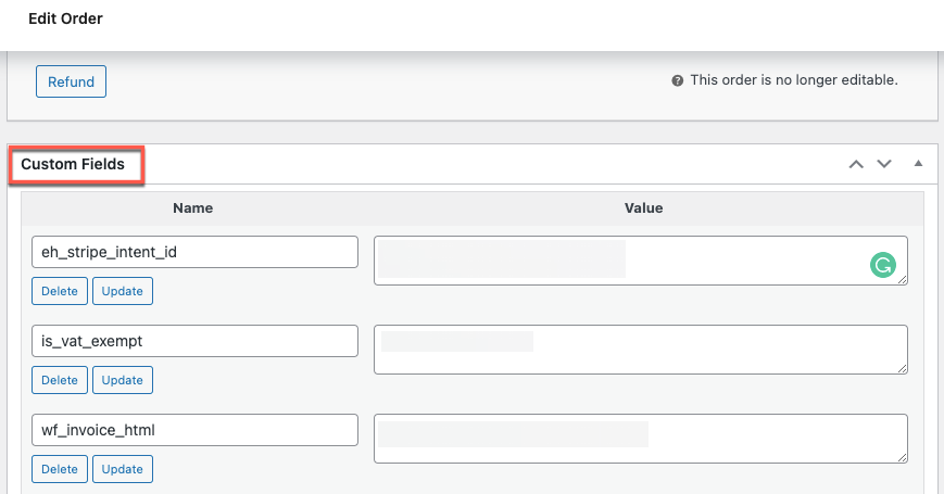 campos personalizados en la página de pedidos de WooCommerce