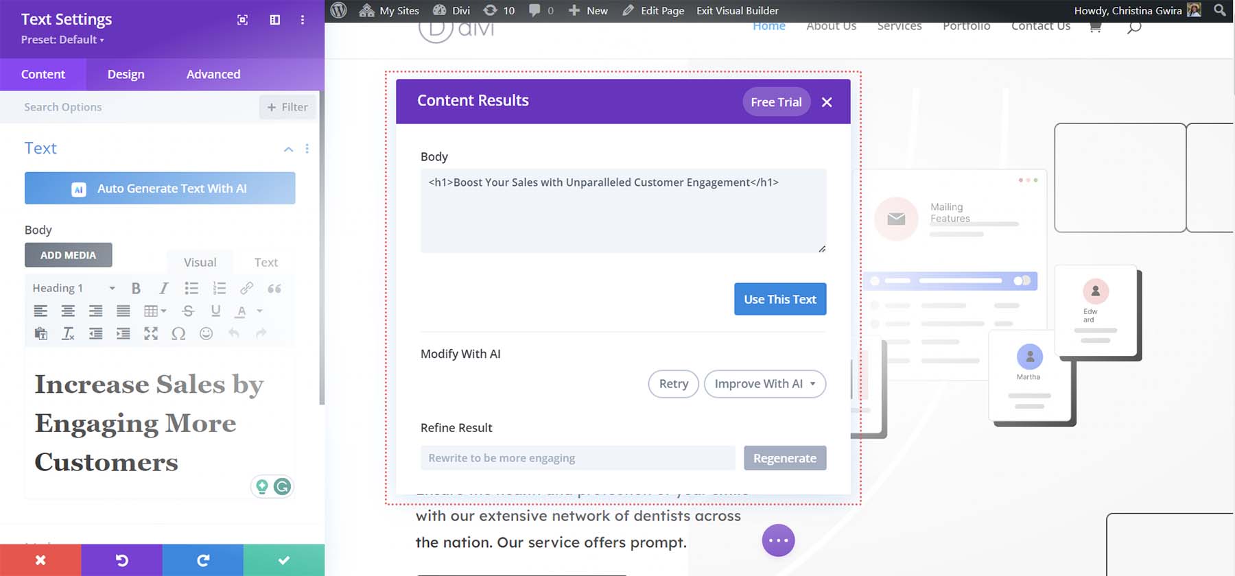 Contenido generado automáticamente con Divi AI, ¡directamente dentro del creador visual!