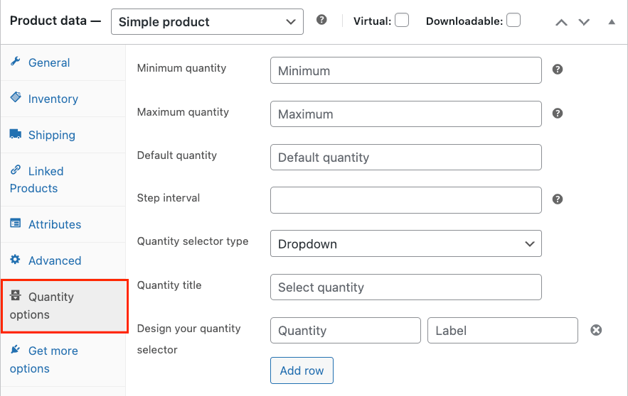 Opciones de cantidad de productos con descuentos por cantidad, reglas y muestras de WooCommerce