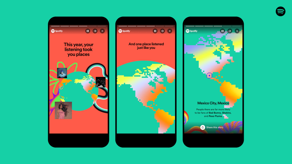Lugares de escucha de Spotify Wrapped 2023