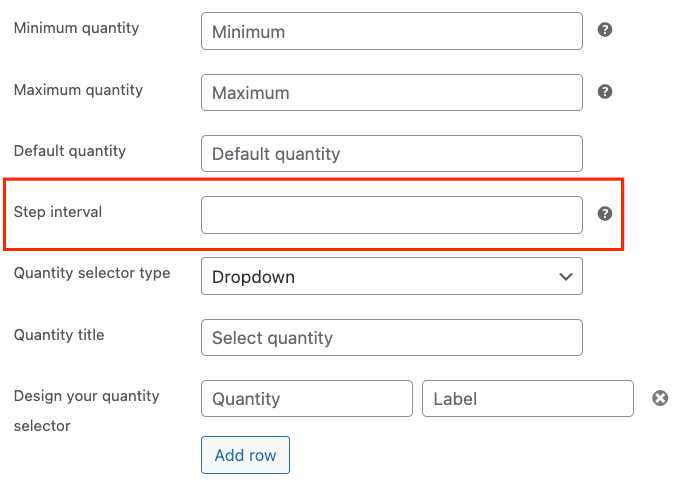 Edición del intervalo de pasos en descuentos por cantidad, reglas y muestras de WooCommerce