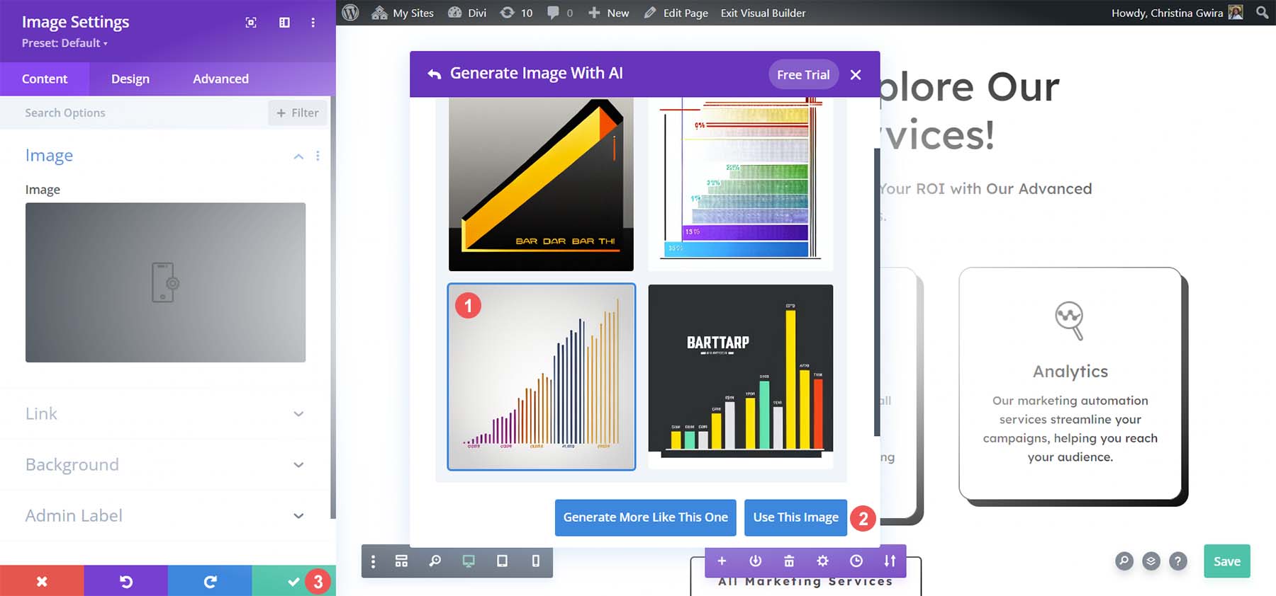 Utilice la imagen generada por Divi AI