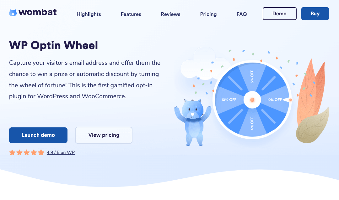 Página de inicio de WP Optin Wheel