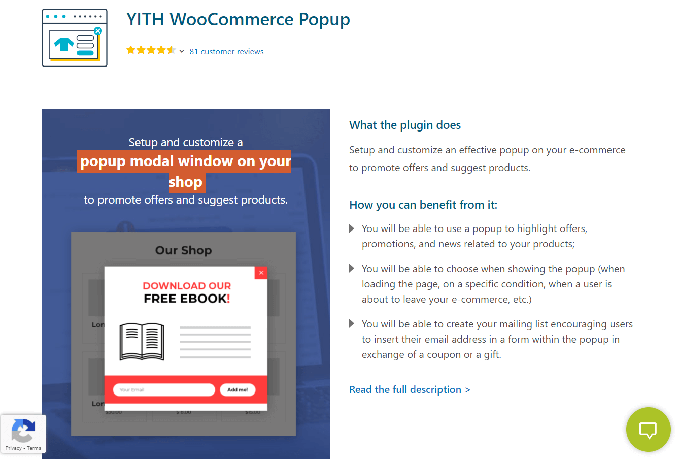 Plugin emergente de descuento de Yith WooCommerce