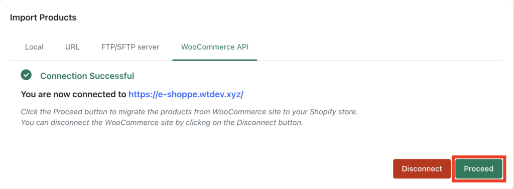 Conexión exitosa de la API de WooCommerce