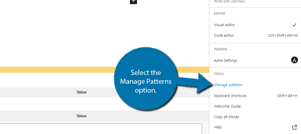 Administrar patrones de contenido en WordPress