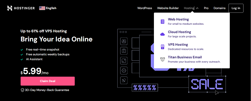 Alojamiento VPS WordPress de Hostinger