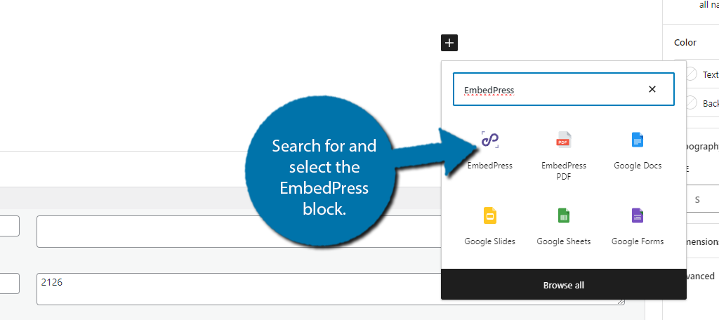 Utilice el bloque EmbedPress para incrustar Google Docs en WordPress