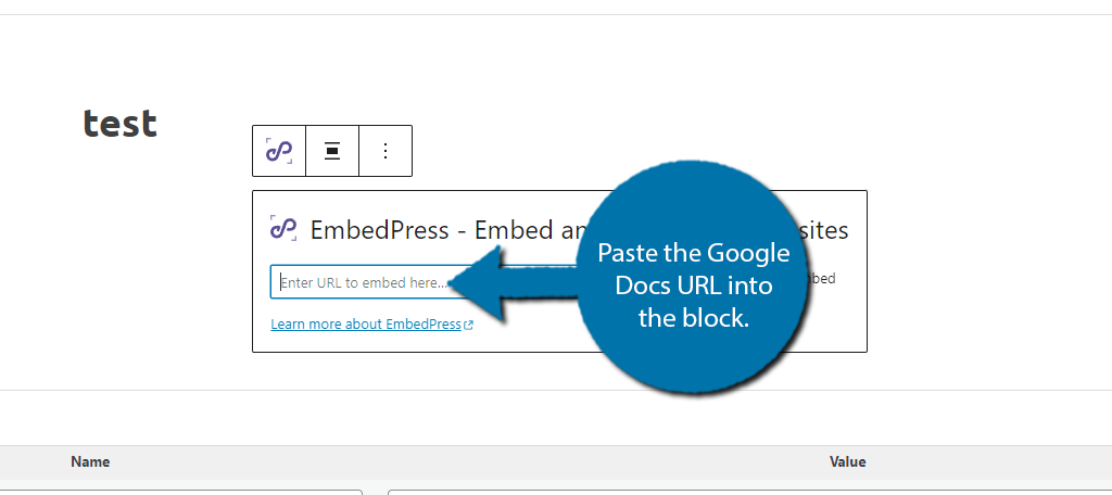 Agregue la URL de Google Docs en WordPress